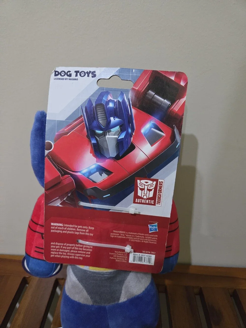 Transformers Plush Bottle Crunch Dog Toy - Blue & Red NEW
